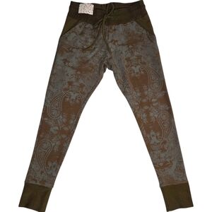We The Free Skinny Sweatpants Olive Green & Blue Paisley Joggers Size Small NWT